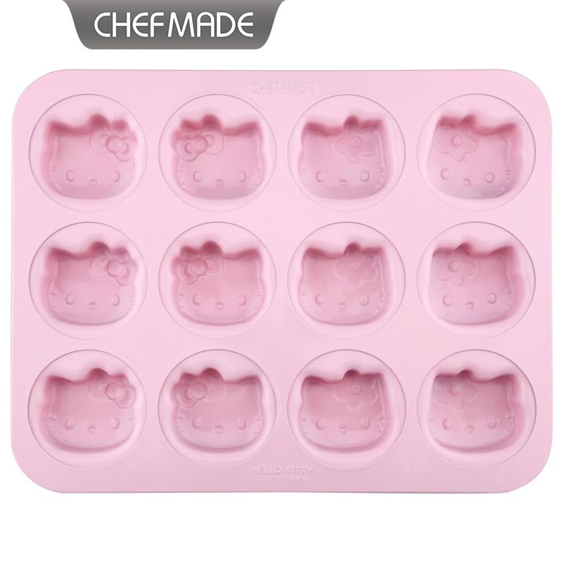 Donut Mold Silicone - 12個入りマフィン型 ハローキティ CHEFMADE ノンスティック ベーキングモールド カップケーキ、ブラウニー、ケーキ、プリン用