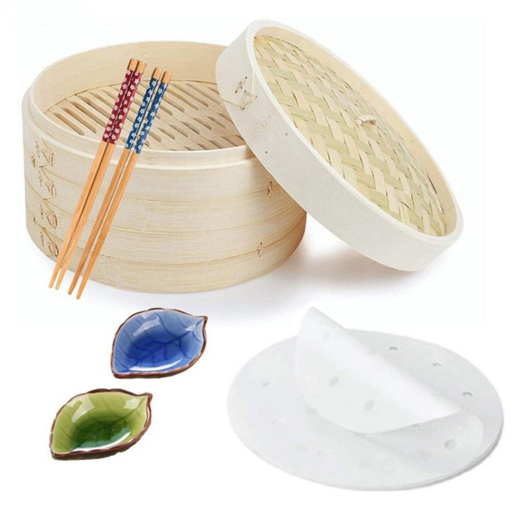中華蒸し器 竹蒸し器 蓋付き点心蒸し器 餃子蒸し器 野菜蒸し - Bao Steamer Bamboo のレビューと価格