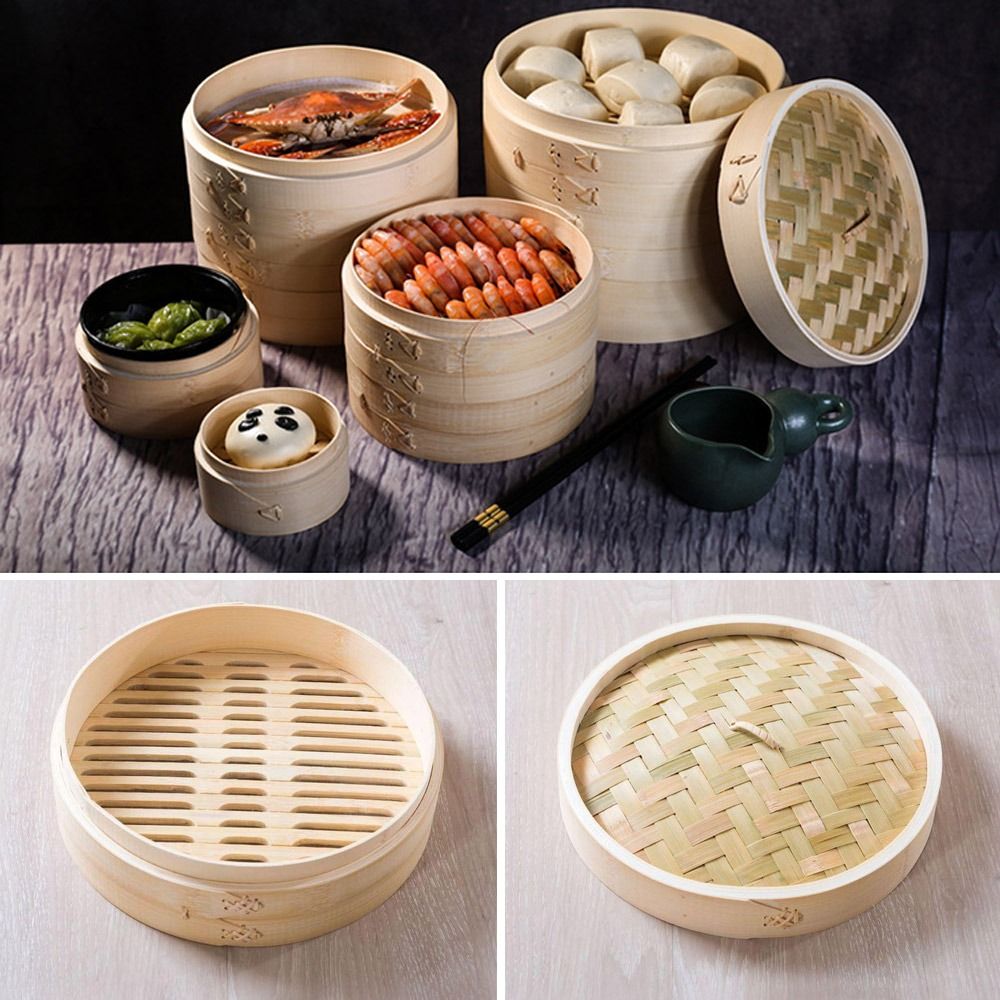 中華蒸し器 竹蒸し器 点心料理用 蒸しパン用蒸し器バスケット - Bao Steamer Bamboo のレビューと価格