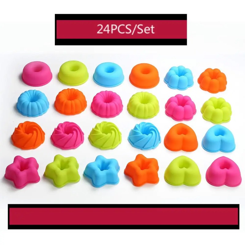 24個のシリコンマフィンカップケーキカップマフィンカップケー - Donut Mold Silicone のレビューと価格