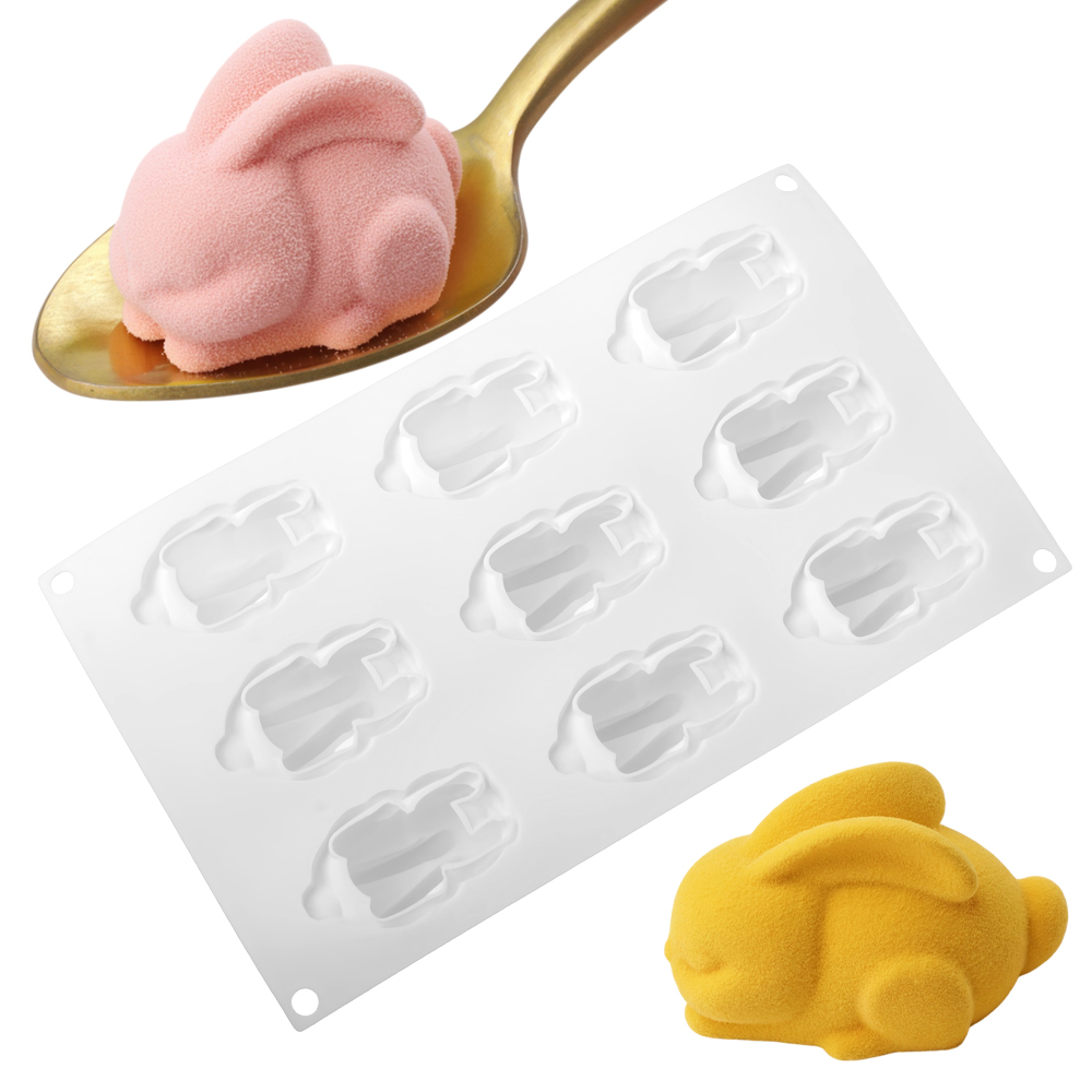 スクワットシッティングロングイヤードラビットデザイン9セルシ - Bunny Cake Mold のレビューと価格